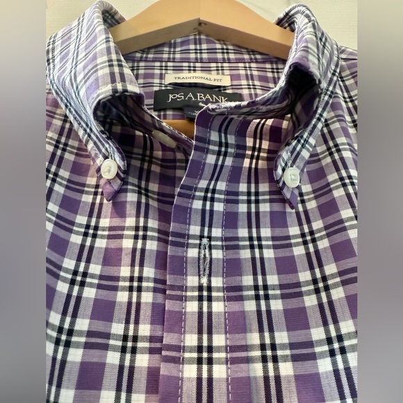 Jos. A. Bank Traditional Fit Purple Plaid Dress Shirt Size XL Cotton Blend - Picture 6 of 6